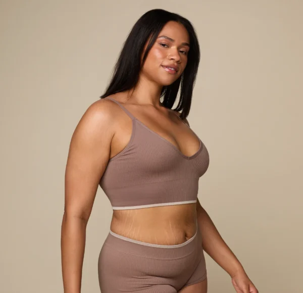 Lounge Rib Triangle Bralette - Oyster - Image 4