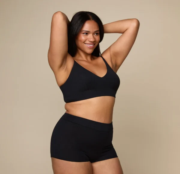 Cloud Cotton V-Neck Bralette - Black - Image 4