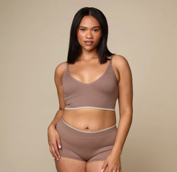 Lounge Rib Triangle Bralette - Oyster