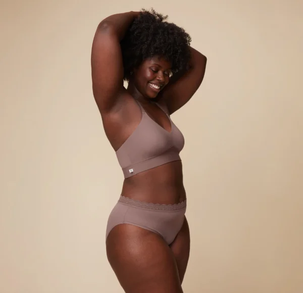 Bliss Lace Halterneck Bralette - Mauve - Image 4