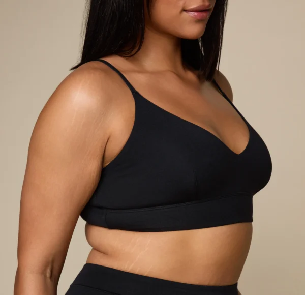 Cloud Cotton V-Neck Bralette - Black - Image 6