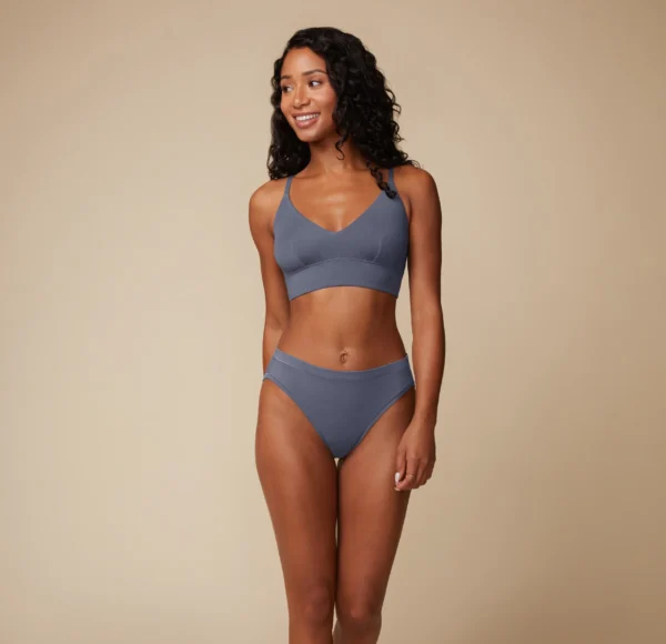 Cloud Cotton V-Neck Bralette - Slate - Image 6
