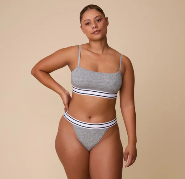 Cloud Cotton Retro Bandeau Bralette - Heather Charcoal - Image 6