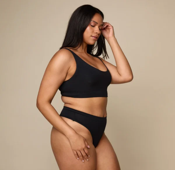 Cloud Cotton Scoop Bralette - Black - Image 3