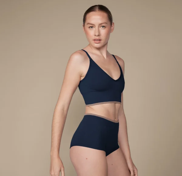 Lounge Rib Triangle Bralette - True Blue - Image 3