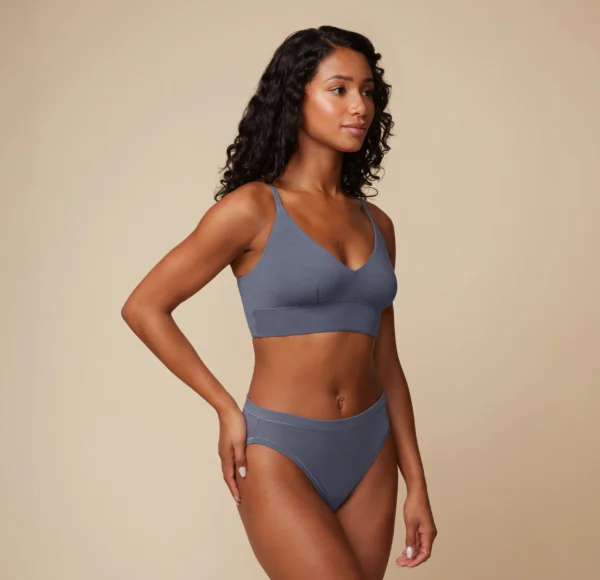 Cloud Cotton V-Neck Bralette - Slate - Image 5