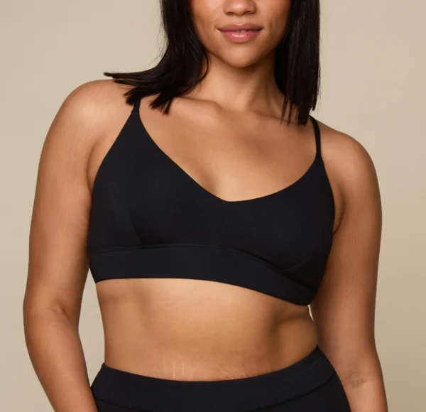Cloud Cotton V-Neck Bralette - Black