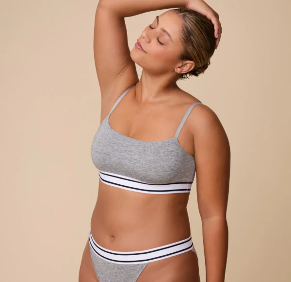 Cloud Cotton Retro Bandeau Bralette - Heather Charcoal - Image 5