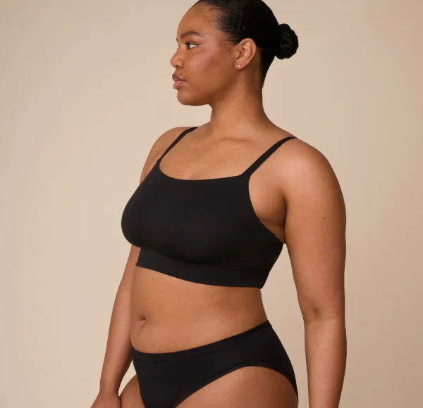 Cloud Cotton Thin Strap Bralette - Black - Image 5