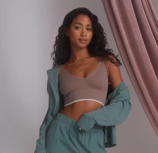 Lounge Rib Triangle Bralette - Oyster - Image 3