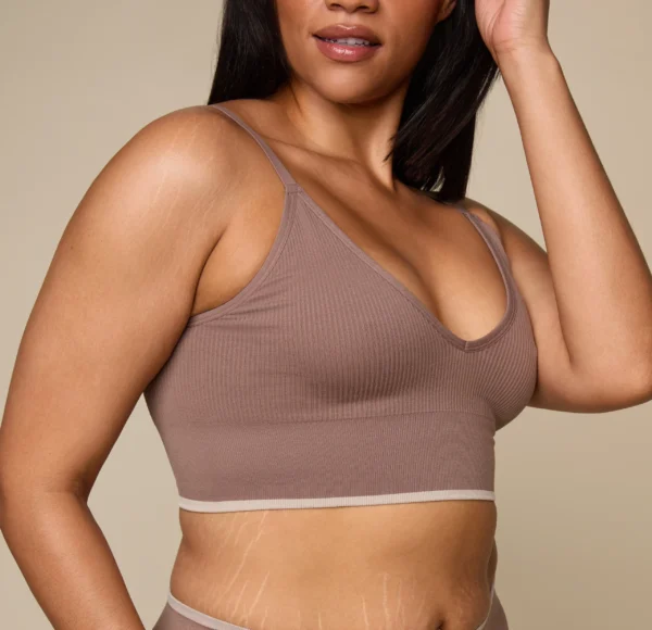 Lounge Rib Triangle Bralette - Oyster - Image 5