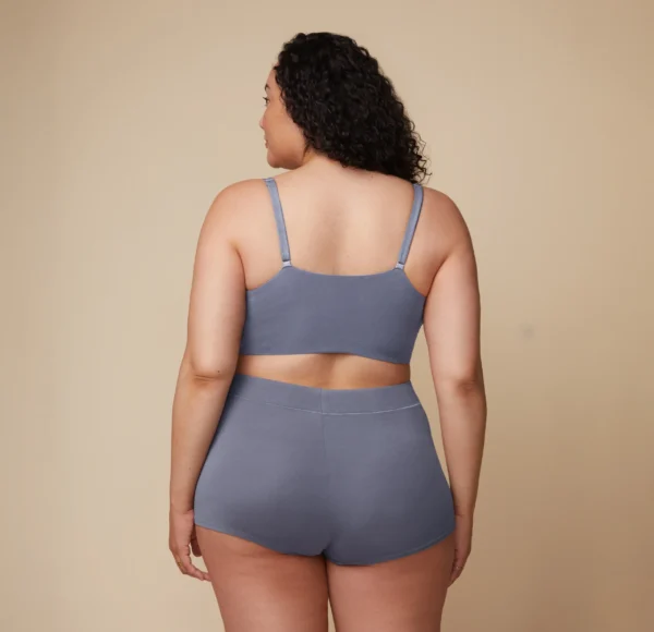 Cloud Cotton V-Neck Bralette - Slate - Image 4