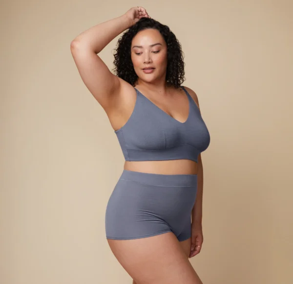 Cloud Cotton V-Neck Bralette - Slate - Image 3