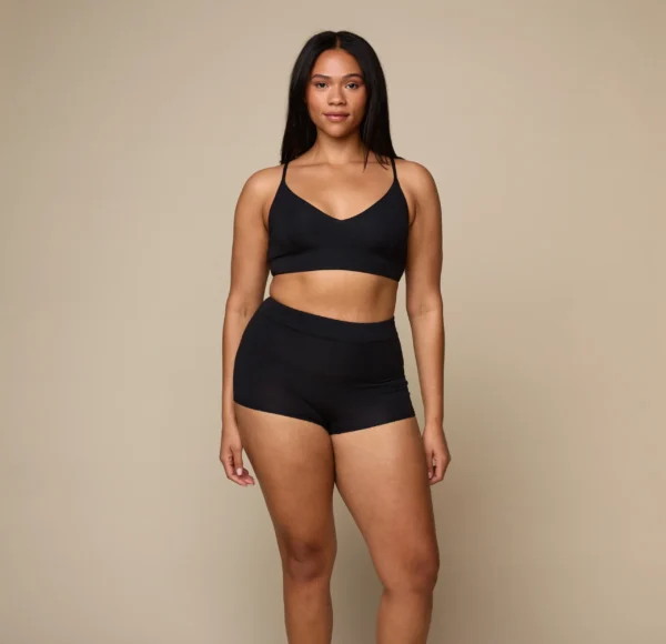 Cloud Cotton V-Neck Bralette - Black - Image 5