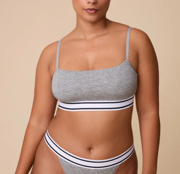 Cloud Cotton Retro Bandeau Bralette - Heather Charcoal