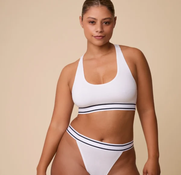 Cloud Cotton Retro Racerback Bralette - White - Image 3